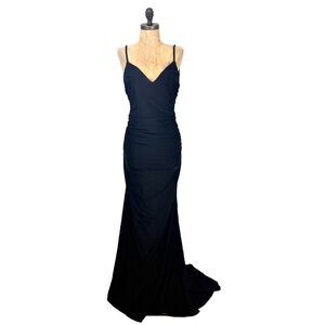 LA FEMME Style #28287 Open Back Gown 8 Black Evening Dress Sexy Prom Formal B54